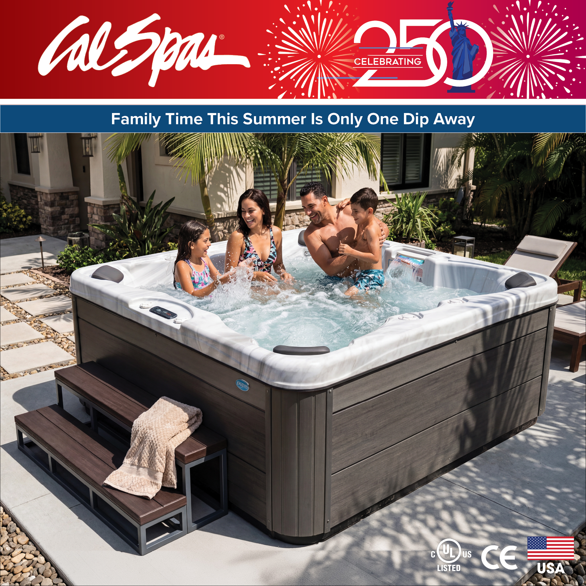 Calspas hot tub being used in a family setting - Cumberland